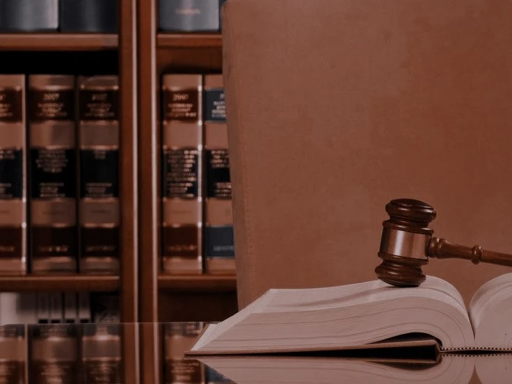 Libro di giurisprudenza di diritto penale con martelletto da giudice